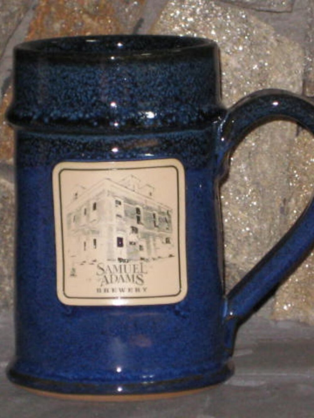 Sunset Hill Stoneware 6" Samuel Adams Brewery Blue Mug Beer Stein Excellent EUC